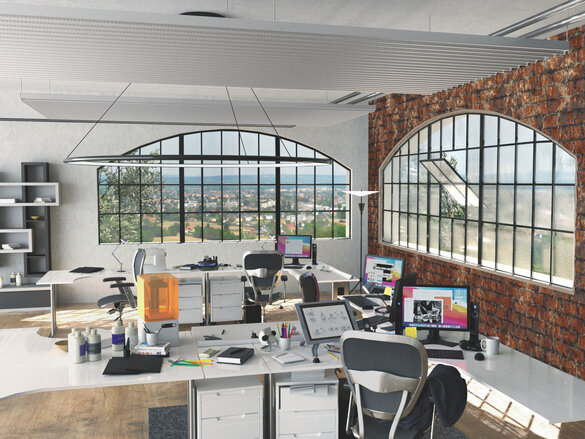 Rendering Zehnder ZFP Urban Heating and cooling ceiling system 