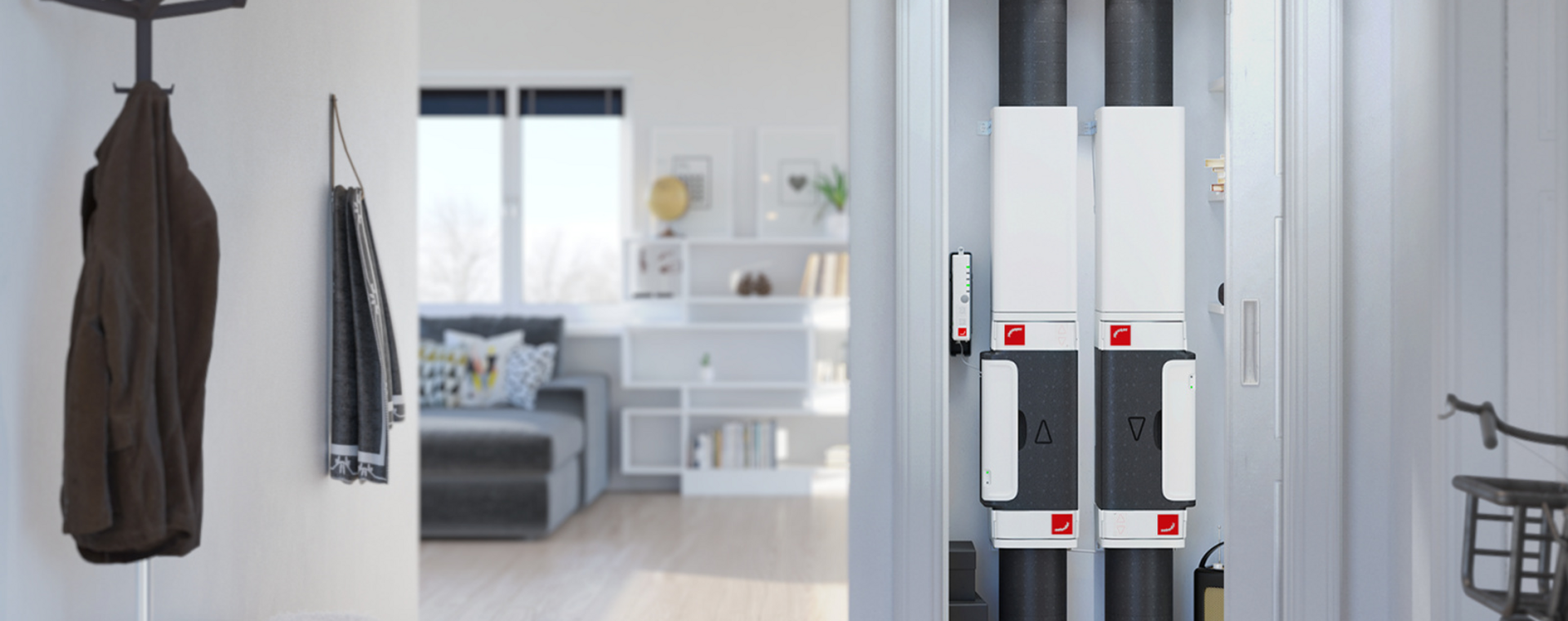 Rendering Zehnder ComfoSilence Comfortable indoor ventilation Front view