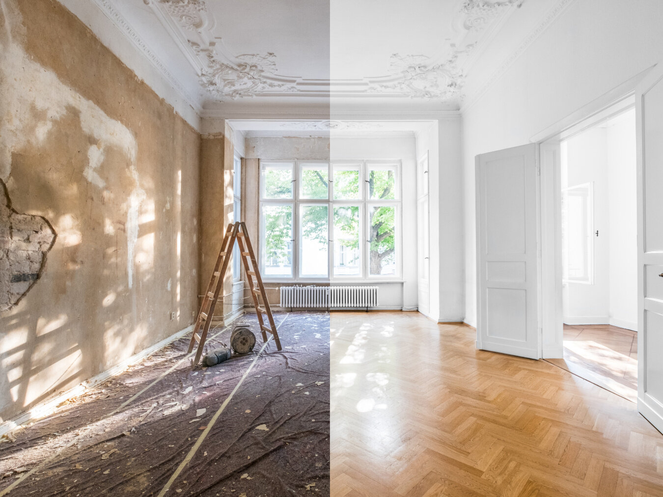 Renovación parcial: transformación de una habitación Imágenes del «antes» y el «después» de una habitación sometida a una reforma parcial con cambios estructurales