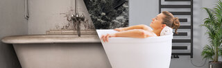 Zehnder_Expedition_Renovation_Bathroom_Visual_Frau_Badewanne Renovación de cuartos de baño inculdes radiadores