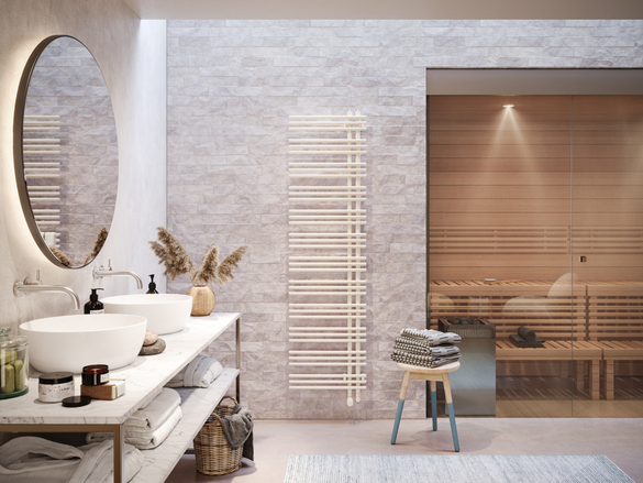 Rendering Zehnder Yucca Asym Decorative radiator Front view