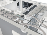 System representation, flat, cut into the flat, renovation, air distribution, CA Fit 100, ComfoTube flat 51, floor plan, wall openings,