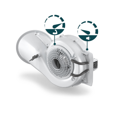 Cut-Out Zehnder ComfoAir Flex 250 Comfortable indoor ventilation Angled view