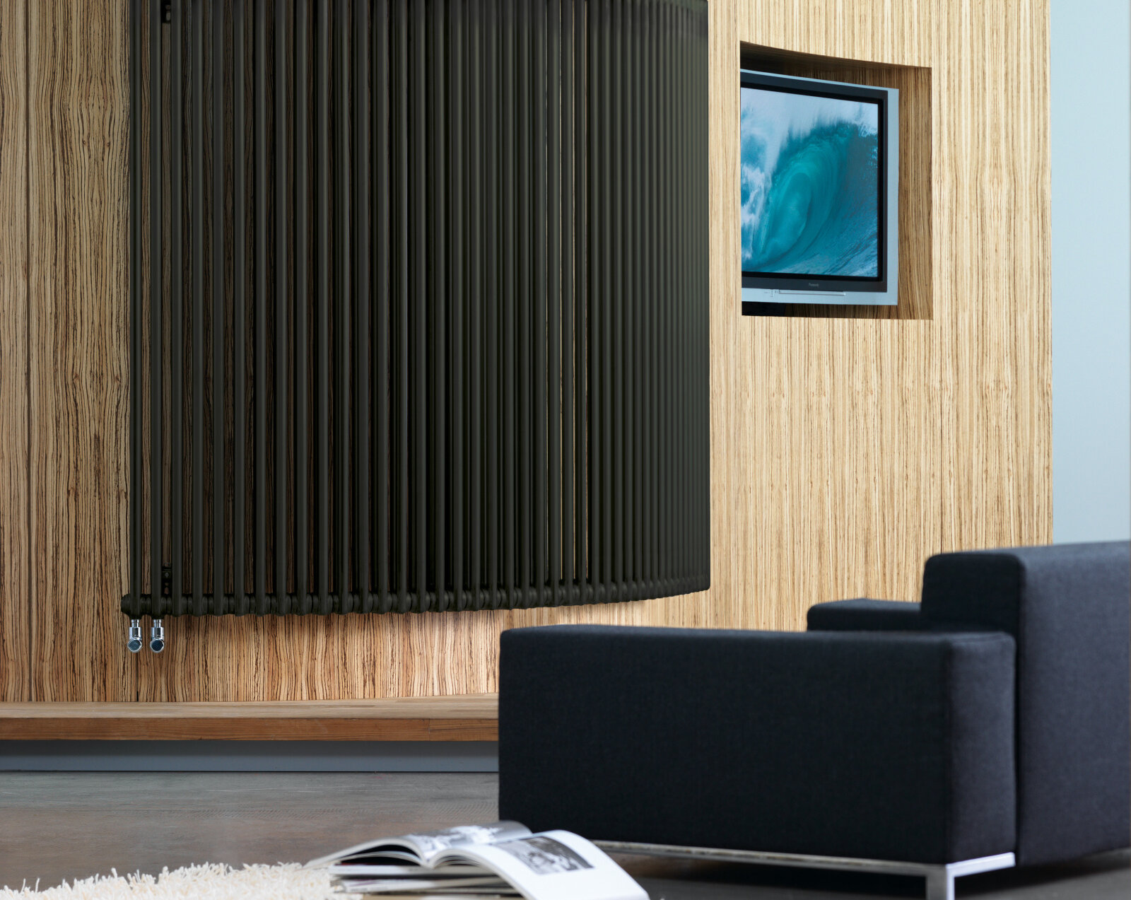 Zehnder_RAD_Charleston-HY_connection_bottom_left_thermostat_bended_Umbragrey_living_print+web Rendering Zehnder Test Decorative radiator Front view